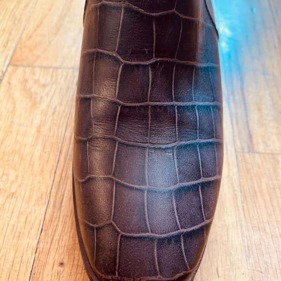 Madewell Katie Lugsole Ankle Boot in Croc Embossed Leather - Picture 6 of 8